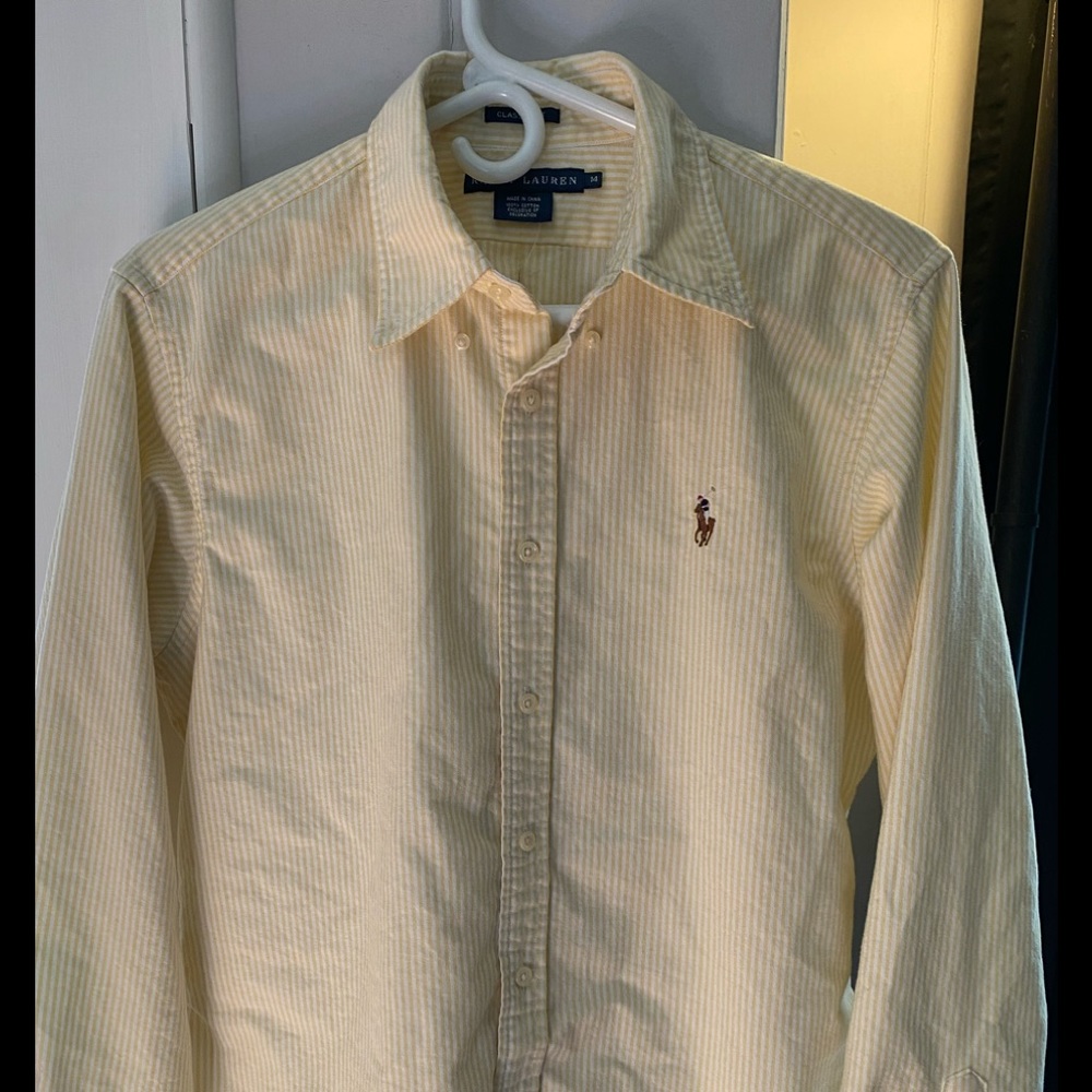 Yellow stripped Ralph Lauren Classic Fit long sleeve shirt.